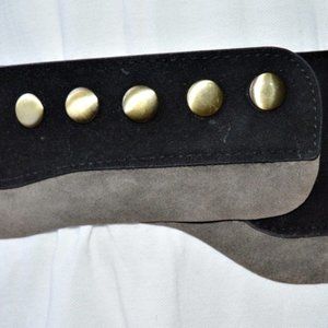 Belt Suede Wrap Around 5 Buttons Black & Gray